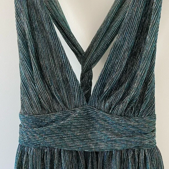 Lulus Ailey Gold and Teal Blue Skater Dress NWT - Picture 6 of 13